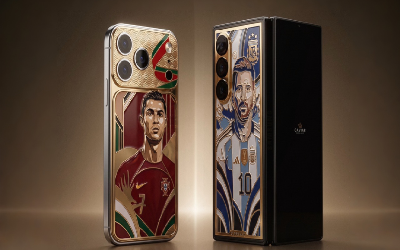 Fantastis! Cuma Diproduksi 19 Unit, HP Emas 24 Karat Lionel Messi dan Cristiano Ronaldo Resmi Diperkenalkan