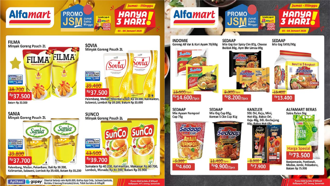 Katalog Promo Alfamart JSM Terbaru 3-5 Januari 2025, Serbu Minyak Goreng Mulai Rp37 Ribuan!