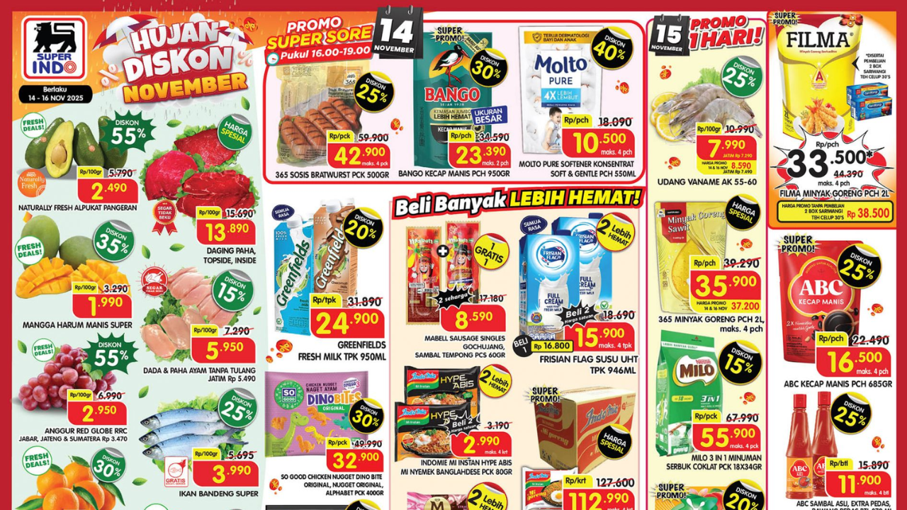 Katalog Promo Superindo Terbaru Hari ini 15 November 2025, So Good Chicken Nugget Cuma Rp30 Ribuan