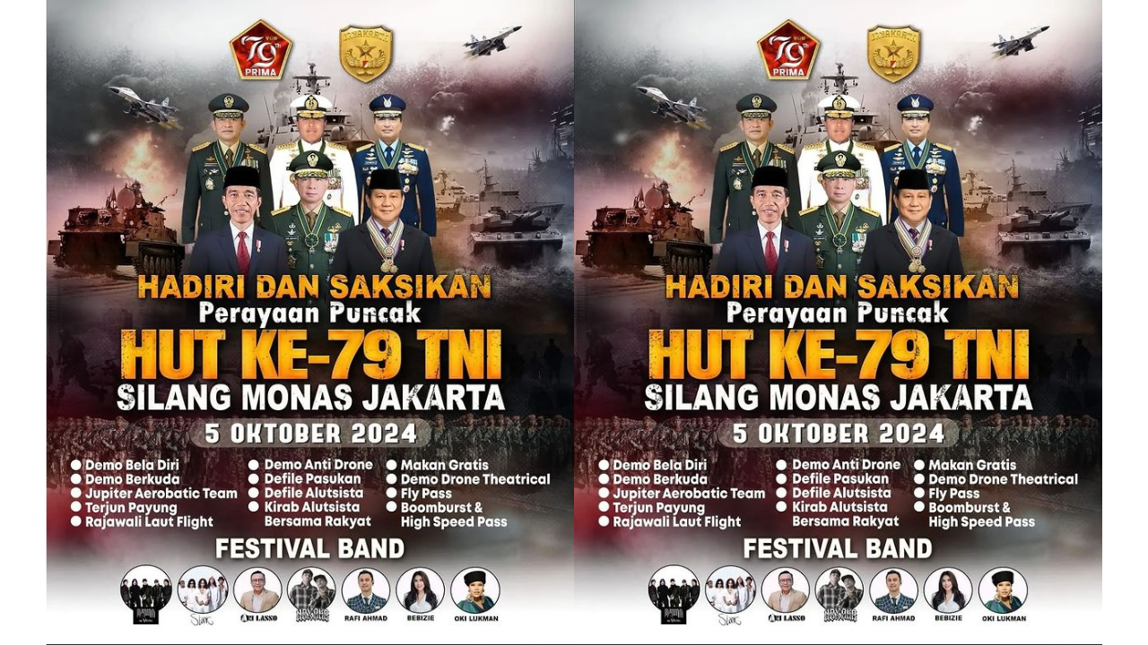 Event Jakarta Spesial HUT ke-79 TNI 5 Oktober 2024, Konser Gratis Dewa 19 hingga NDX A.K.A