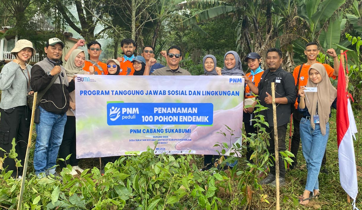 Rayakan HUT ke-25, PNM Cabang Sukabumi Tanam 100 Pohon Endemik 