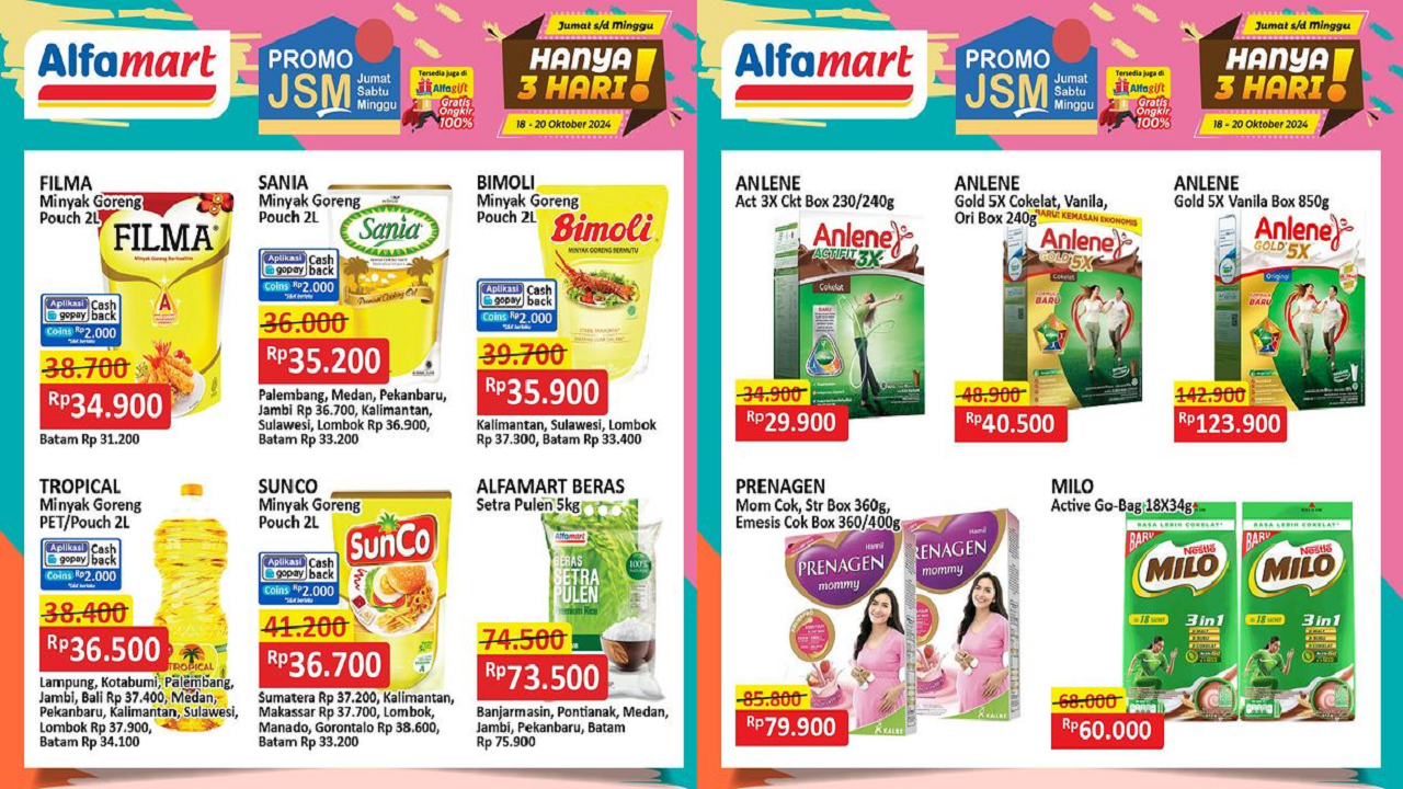 Katalog Promo JSM Alfamart 18-20 Oktober 2024, Diskon Minyak Goreng Rp34 Ribuan