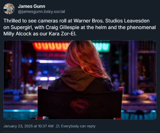 James Gunn Memulai Proses Produksi Film Supergirl: Woman of Tomorrow 