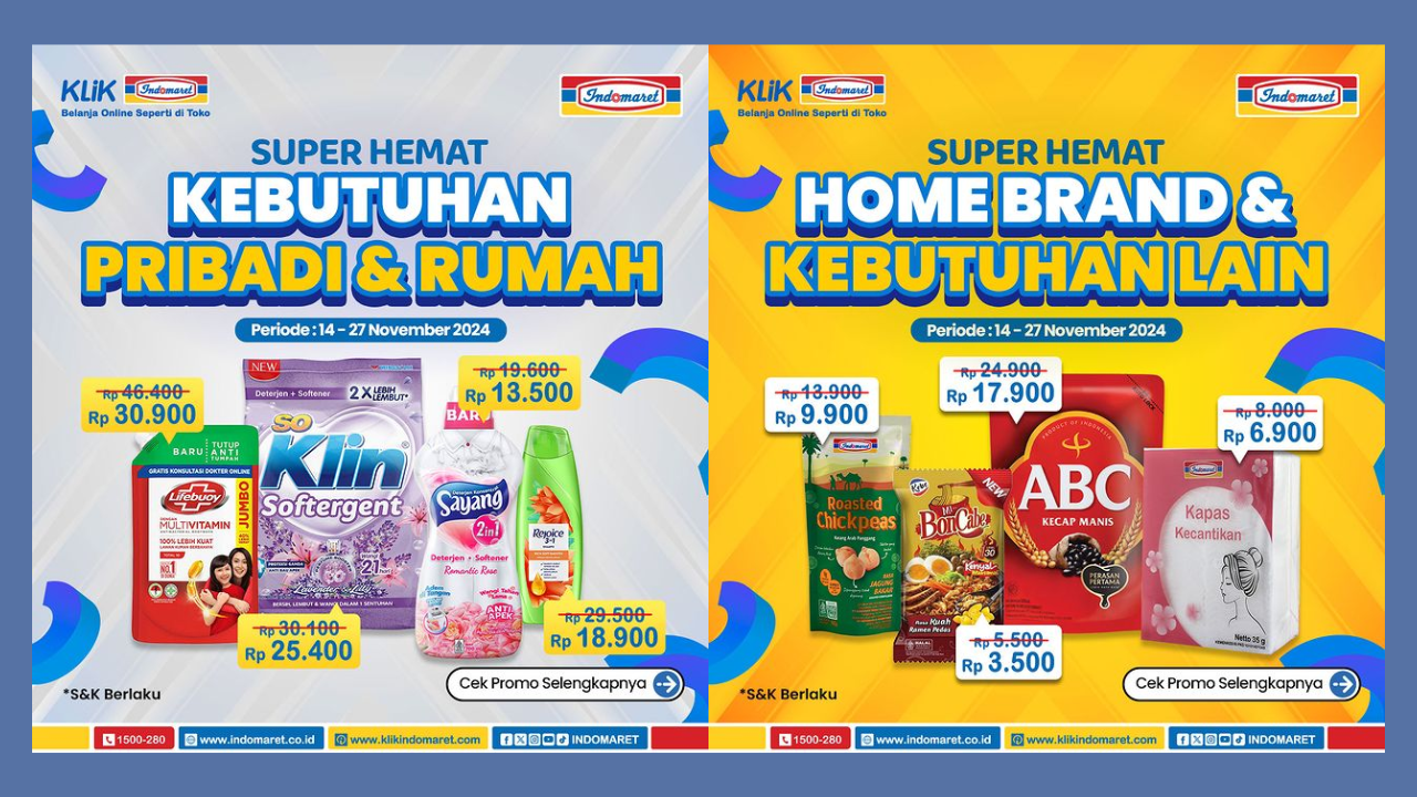 Katalog Promo JSM Indomaret Periode 22-24 November 2024, Aneka Sabun Cuci Baju Mulai Rp10 Ribuan