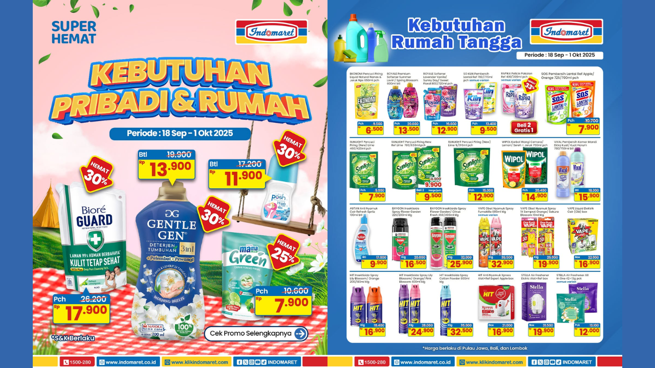 Katalog Promo Indomaret Minggu ini 6-12 Oktober 2025, Sabun Cuci Piring Sunlight Mulai Rp6 Ribuan