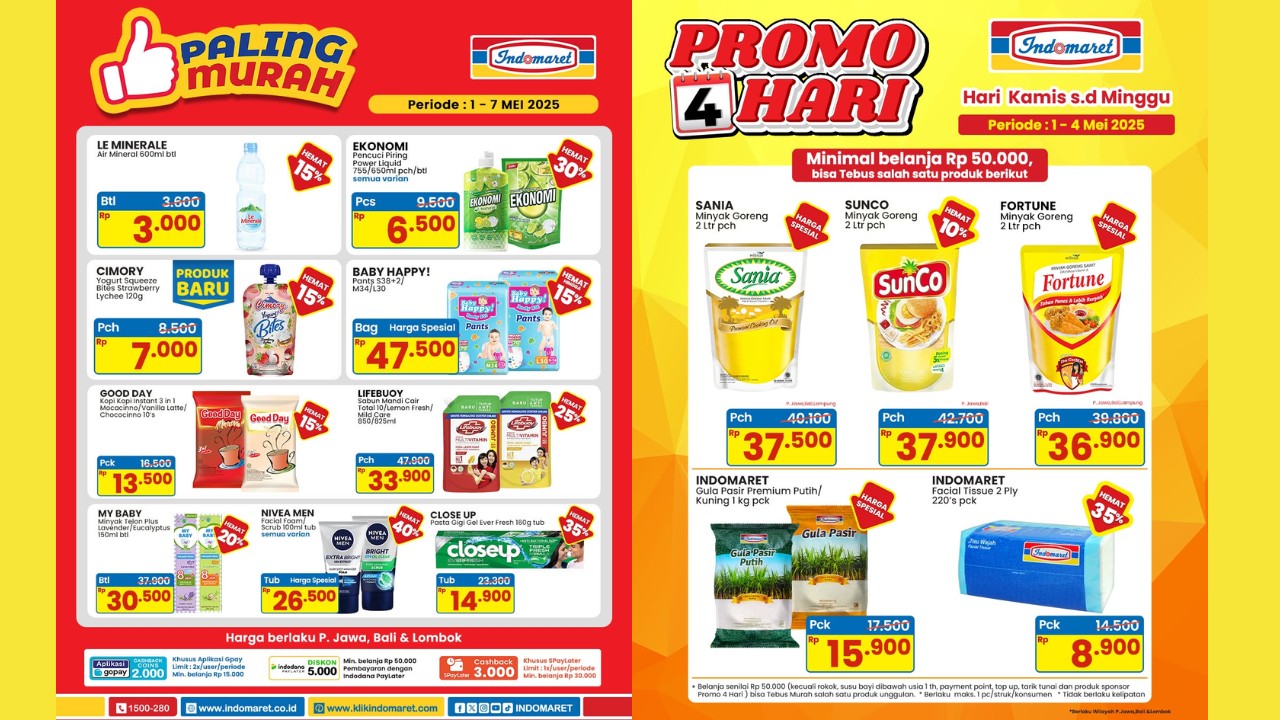 Katalog Promo Indomaret Terbaru Periode 1-7 Mei 2025, Fortune Minyak Goreng 2L Cuma Rp36.000