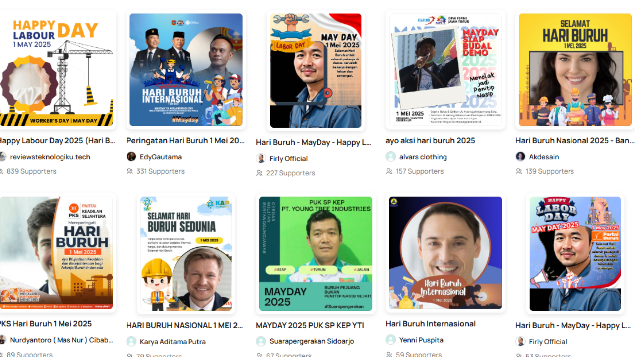 50 Link Twibbon Hari Buruh 2025 Terbaru Lengkap Ucapan, Peringati May Day di Media Sosial