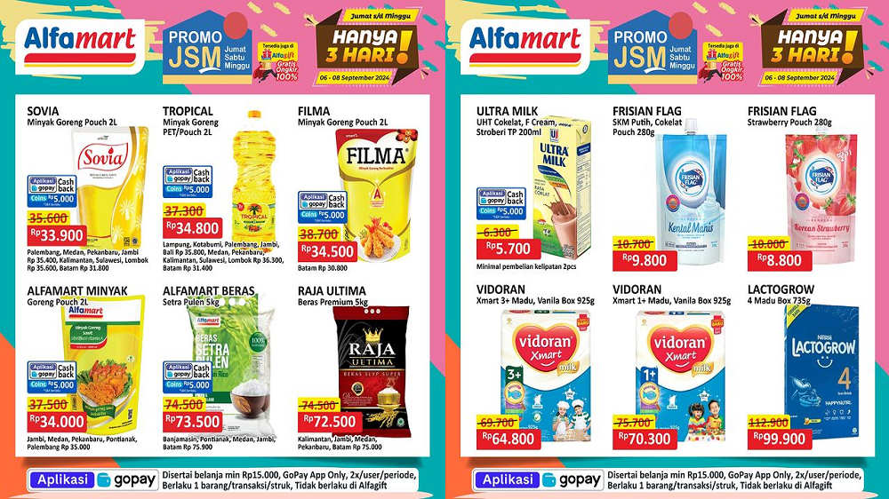 Katalog Promo JSM Alfamart 6-8 September 2024, Diskon Murah Minyak Goreng-Beras Mulai Rp33 Ribu