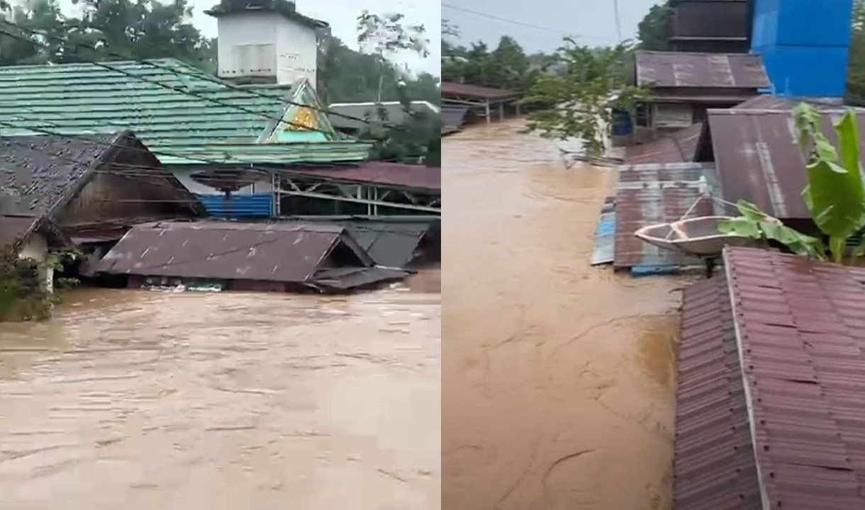 Ratusan Rumah Terendam Banjir Balangan Kalsel, Tinggi Air Hanya Sisakan Atap Rumah