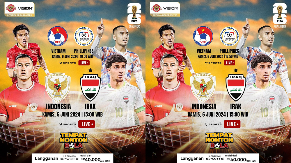 Hari Ini! Link Streaming Timnas Indonesia vs Irak di Kualifikasi Piala Dunia 2026, Tayang di Vision+ Pukul 16.00 WIB