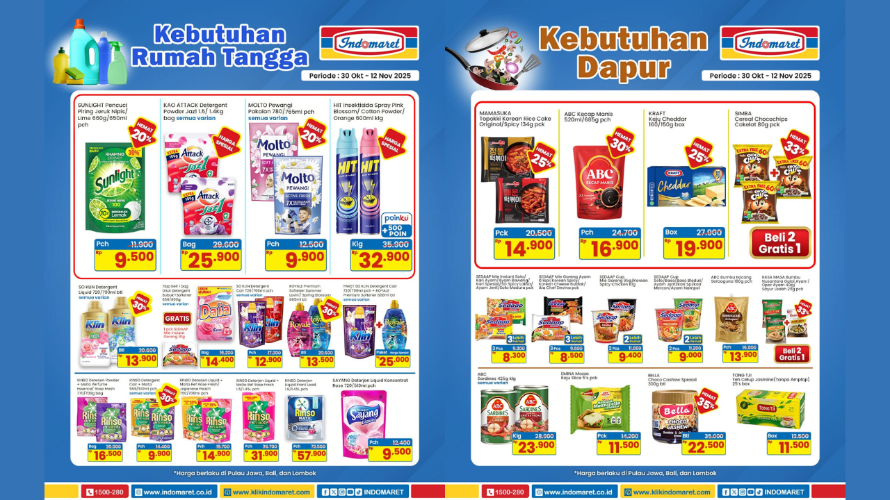 Katalog Promo JSM Indomaret Periode 31 Oktober-2 November 2025, Diskon Sunlight-Rinso Mulai Rp8 Ribuan