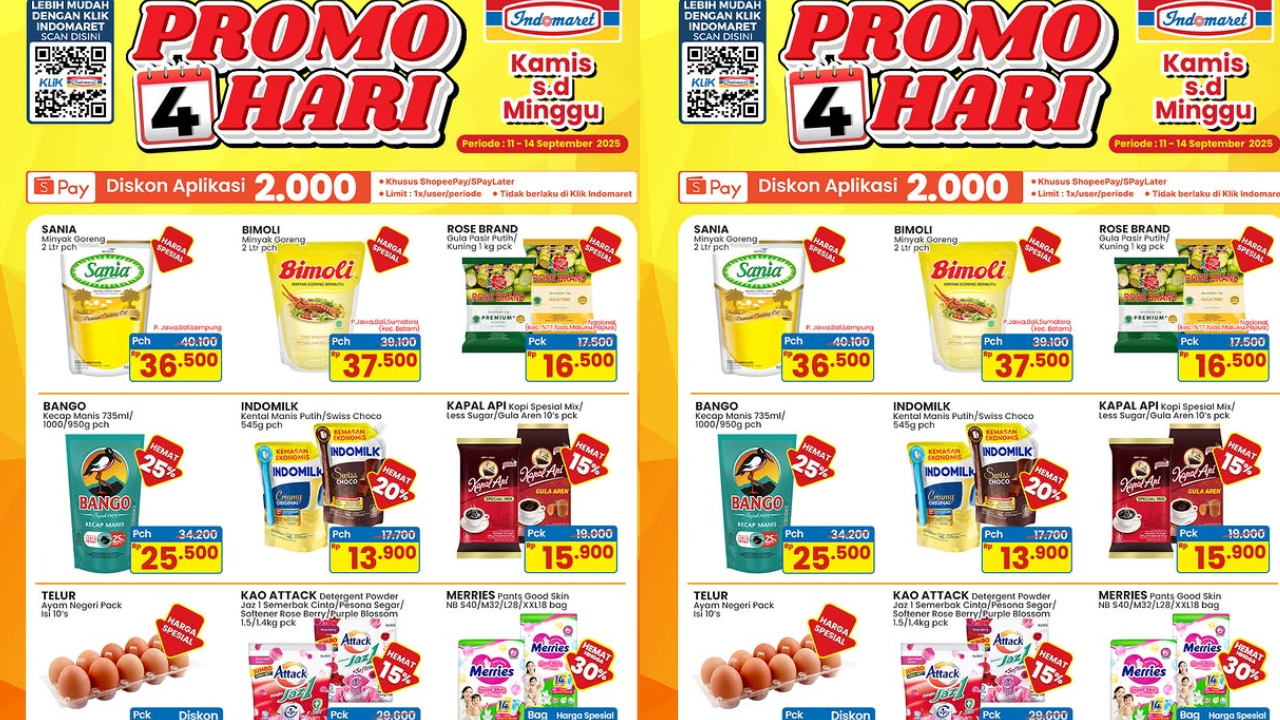 Promo JSM Indomaret Hari Ini Terbaru 14 September 2025, Sania Minyak Goreng Rp36 Ribuan