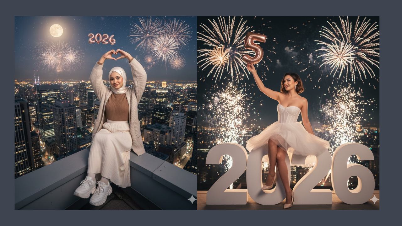 5 Prompt Gemini AI Edit Foto Malam Tahun Baru dengan Latar Belakang Kembang Api, Cuma Modal 'Copas' Teks ini