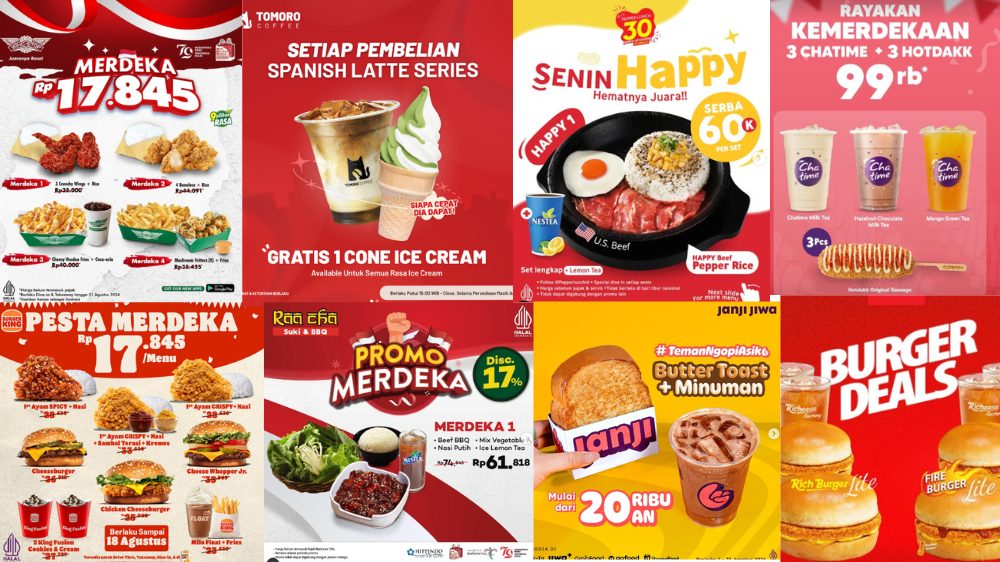 17 Promo Makanan dan Minuman Bulan Agustus 2024, Spesial Kemerdekaan Serba Rp17.000