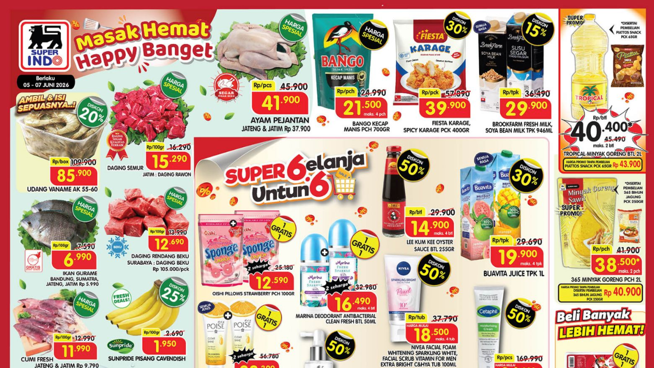 Promo Superindo Spesial 6.6 Juni 2026, Diskon Snack Oishi Pillows Strawberry Beli 1 Gratis  1