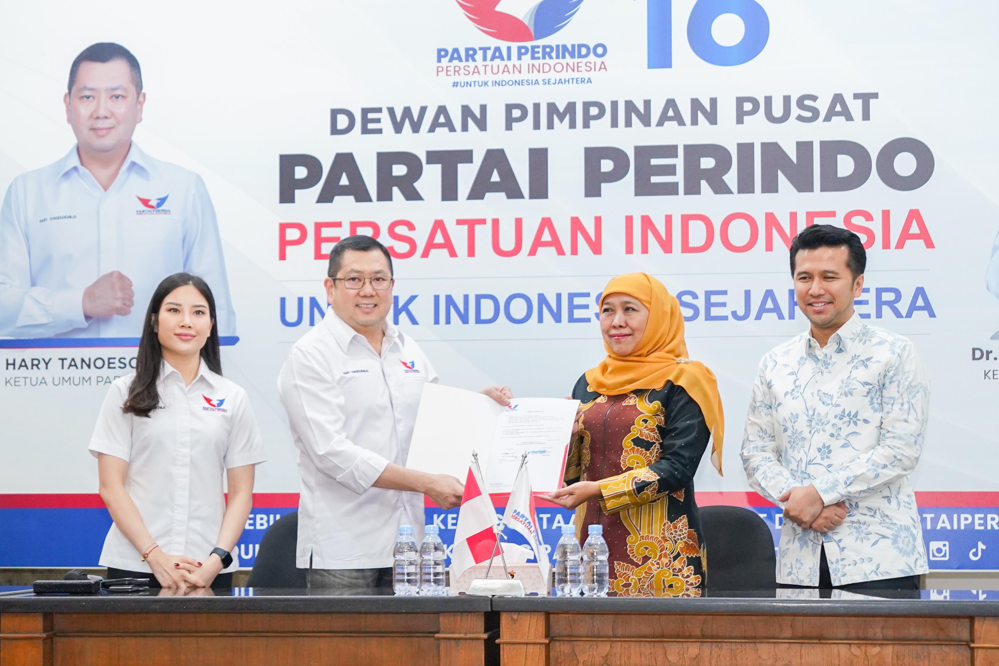 Semakin Kuat, Khofifah-Emil Terima Dukungan Partai Perindo di Pilgub Jatim 2024