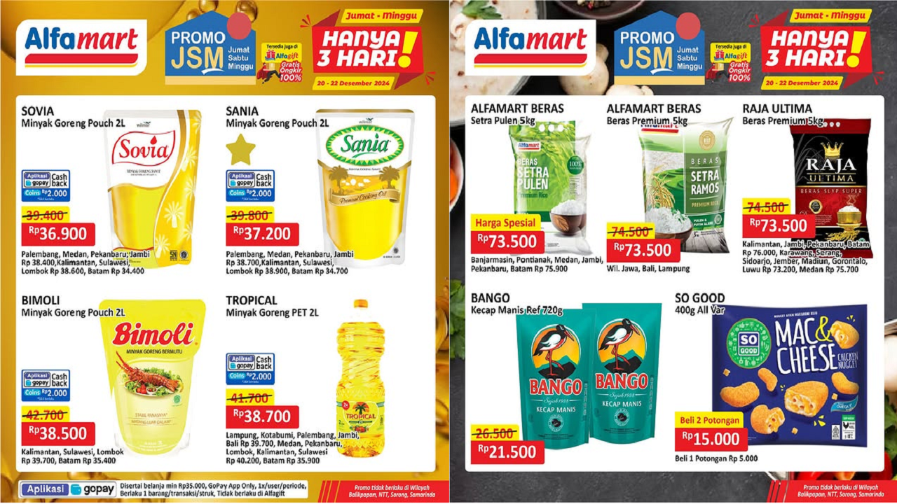 Katalog Promo JSM Alfamart Terbaru 20-22 Desember 2024, Minyak Goreng Mulai Rp36 Ribuan