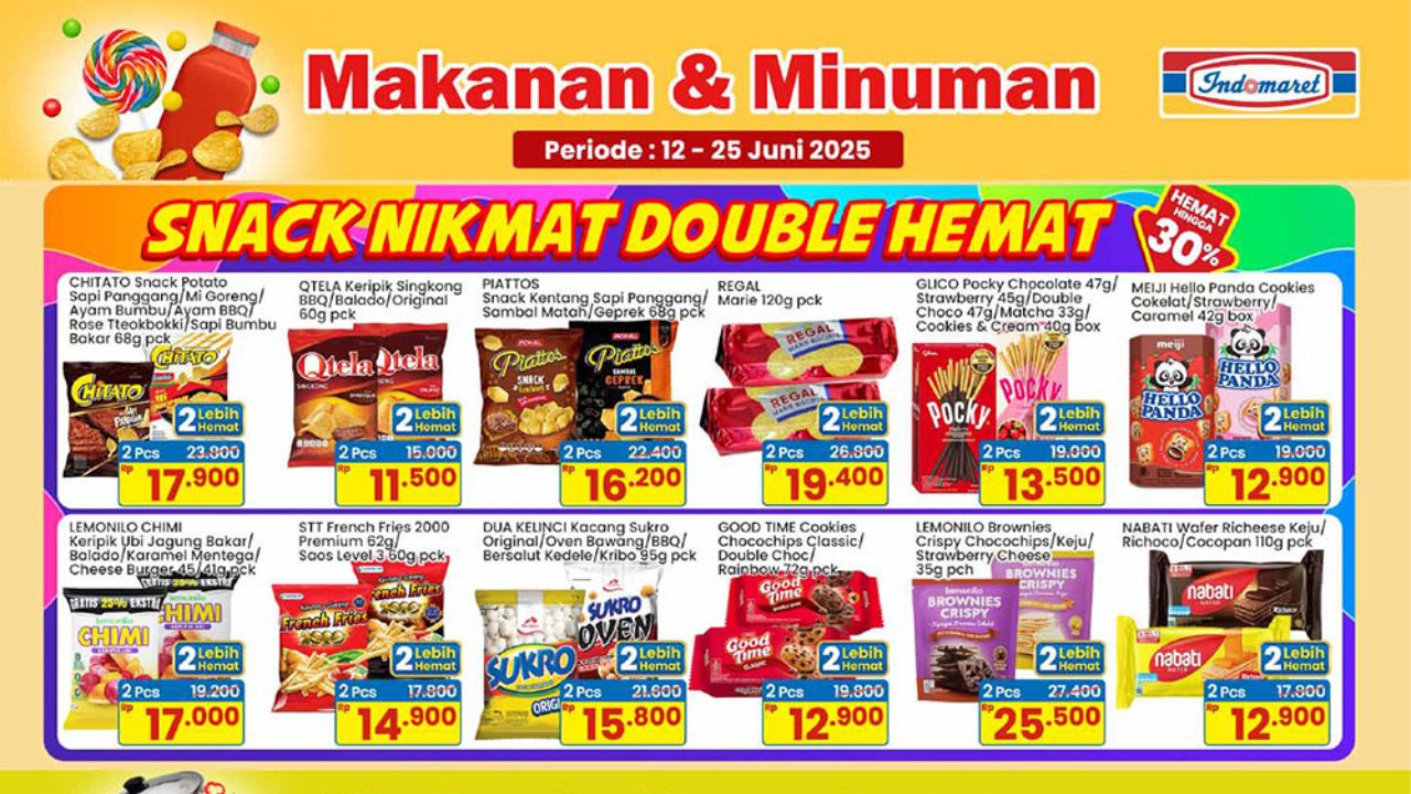 Promo Indomaret Hari ini 21 Juni 2025, Aneka Snack Cemilan Mulai Rp5.000 Aja Lho!