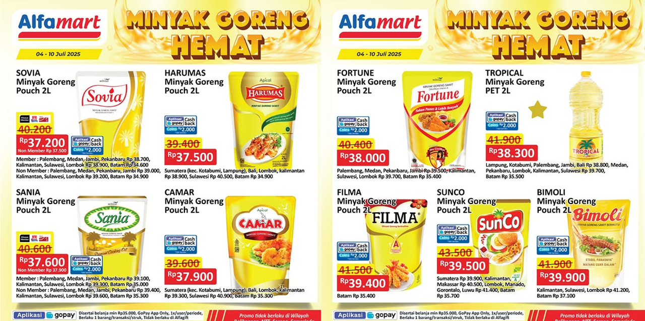Promo Alfamart Terbaru Pekan Ini 7-13 Juli 2025, Diskon Minyak Goreng Serba Rp37 Ribuan!