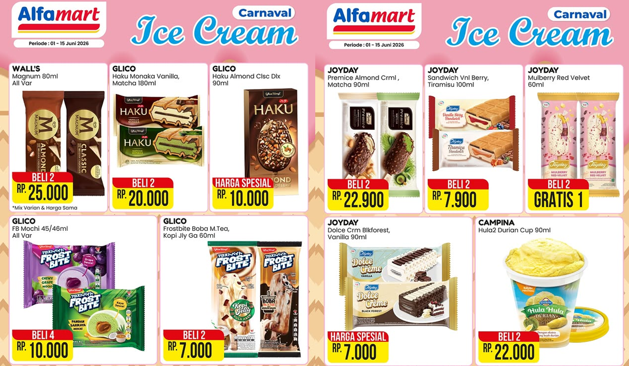 Katalog Promo JSM Alfamart Terbaru Hari Ini 13 Juni 2026, Beli 4 Es Krim Cuma Rp10 Ribu!