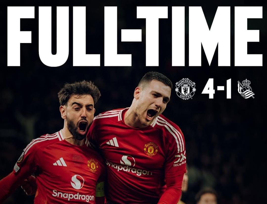 Man Utd vs Real Sociedad 4-1 (Agg 5-2), Bruno Fernandes Cetak Hattrick