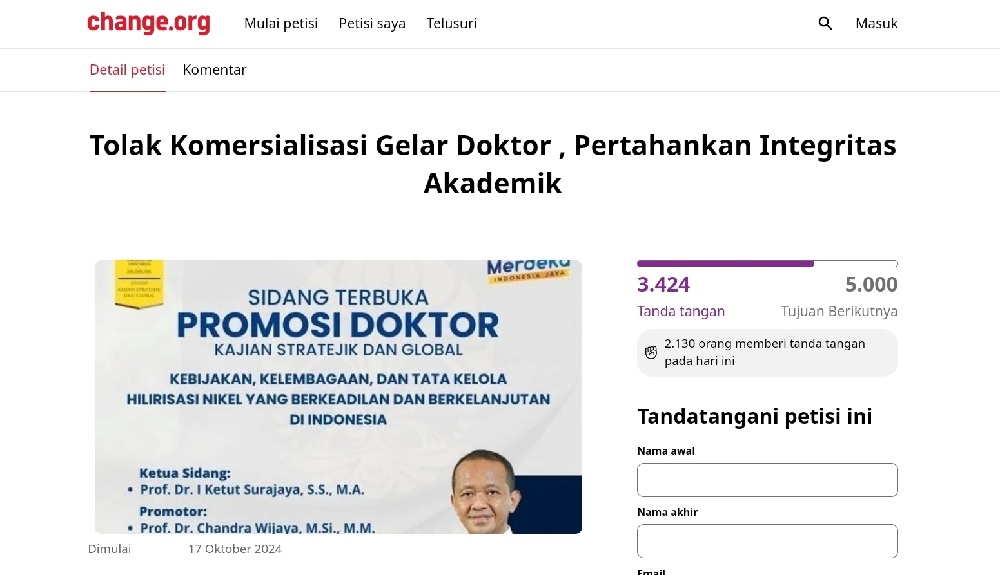 Alumni UI Kecam Gelar S3 Bahlil, Sebar Petisi Tolak Komersialisasi Doktor