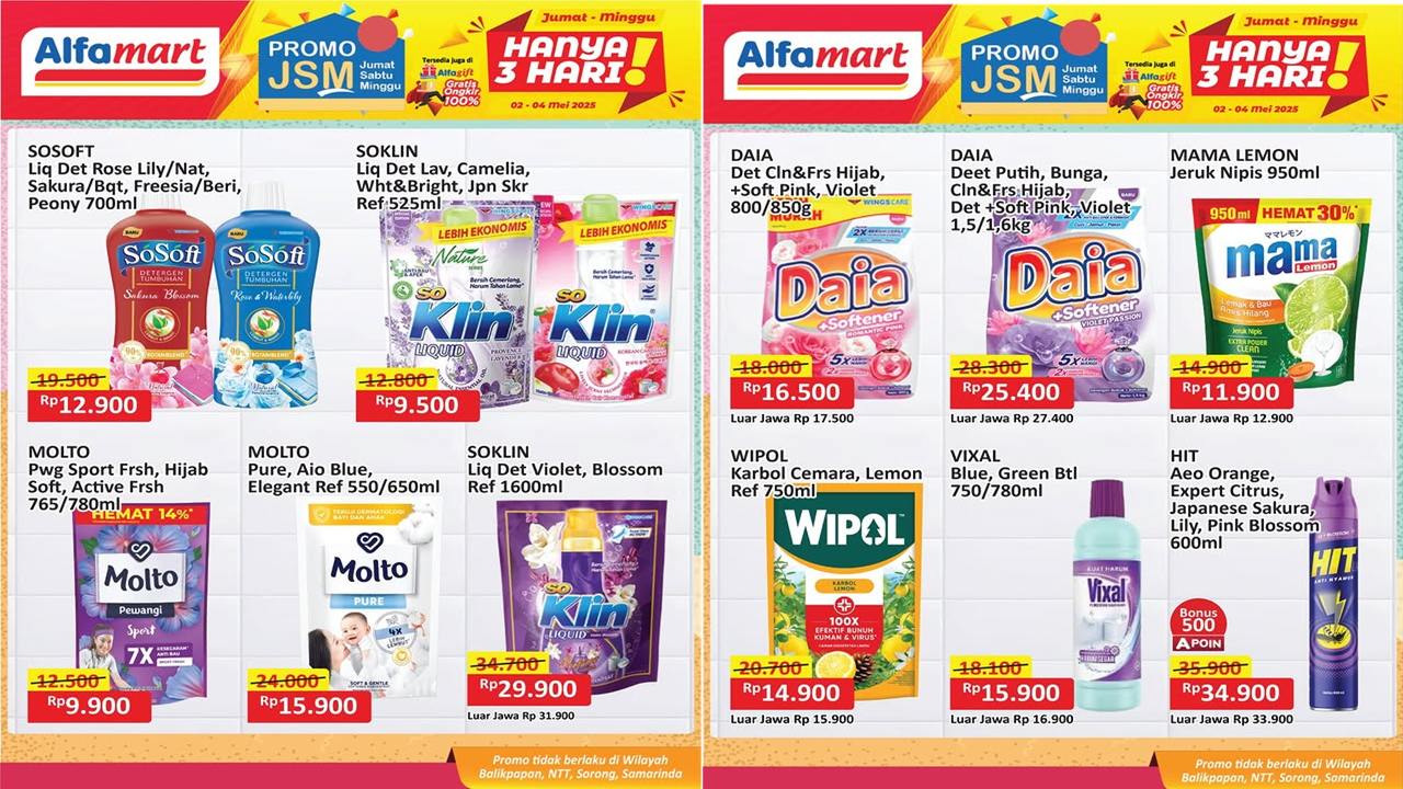  Promo JSM Alfamart Hari Ini 3 Mei 2025 Edisi Akhir Pekan, Sabun Molto hanya Rp9 Ribu
