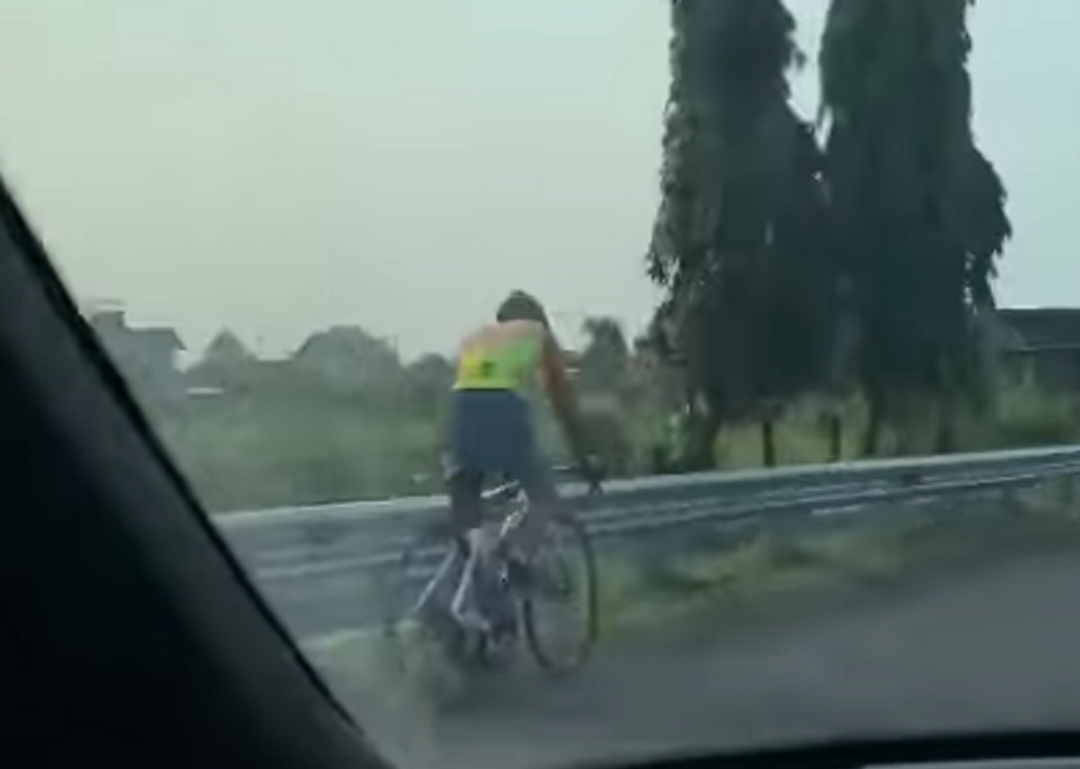 Viral Aksi Pesepeda Nekat Gowes di Pinggir Jalan Tol Pandaan-Malang, Netizen: Nyusahin Jasa Marga
