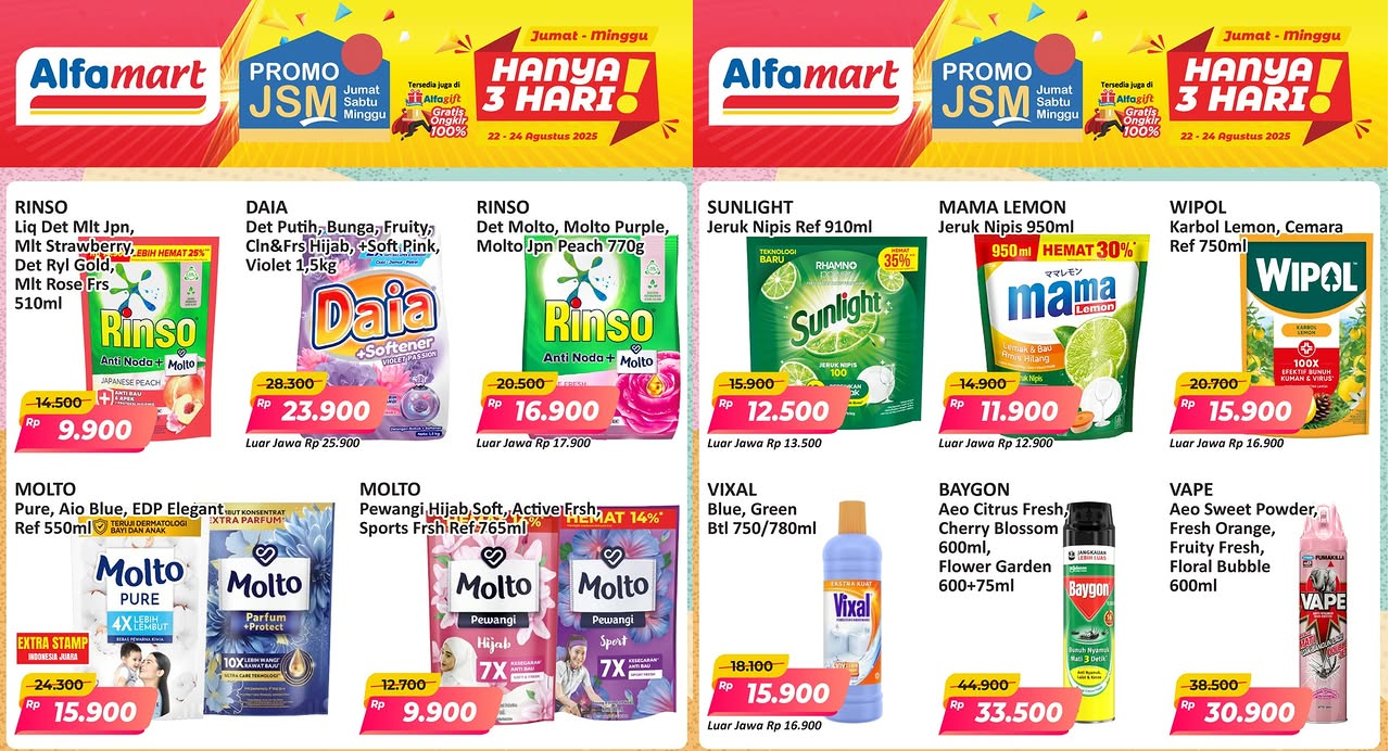 Promo JSM Alfamart Terbaru Hari Ini 24 Agustus 2025, Molto Pewangi Cuma 9 Ribuan!