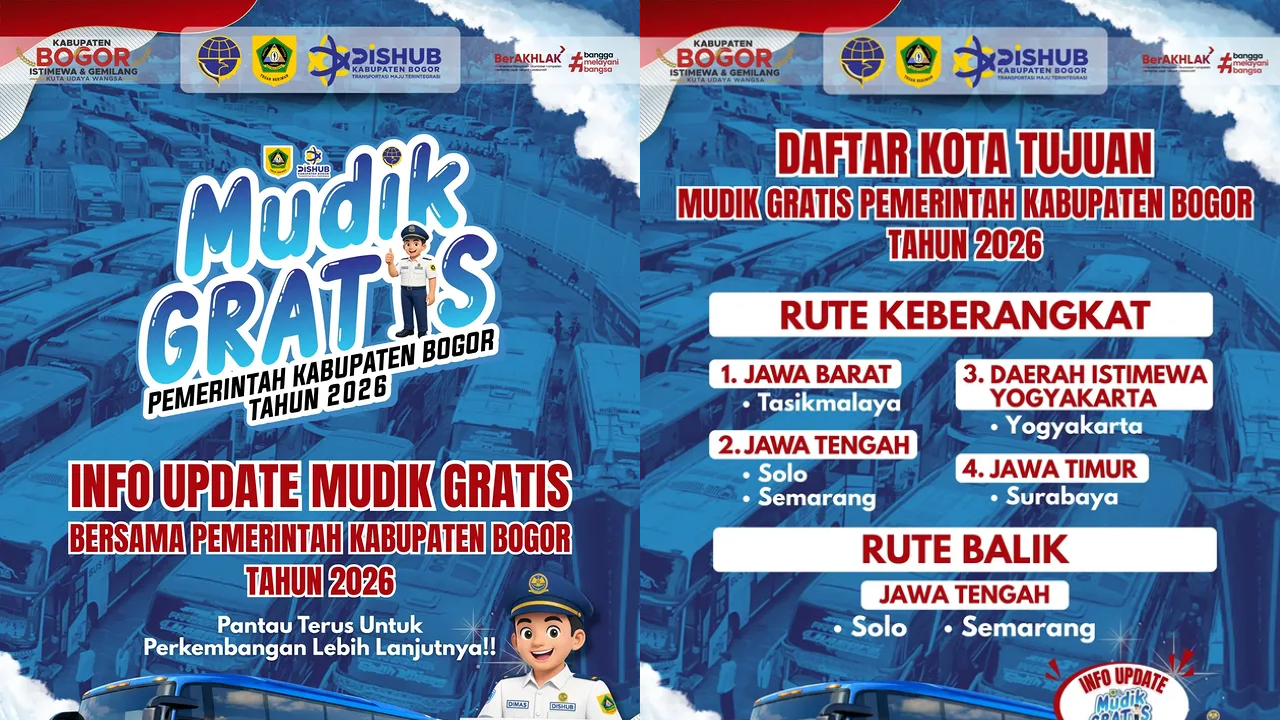 Mudik Gratis Lebaran 2026 Pemkab Bogor, Rute Berangkat-Balik Sasar Tasikmalaya hingga Solo