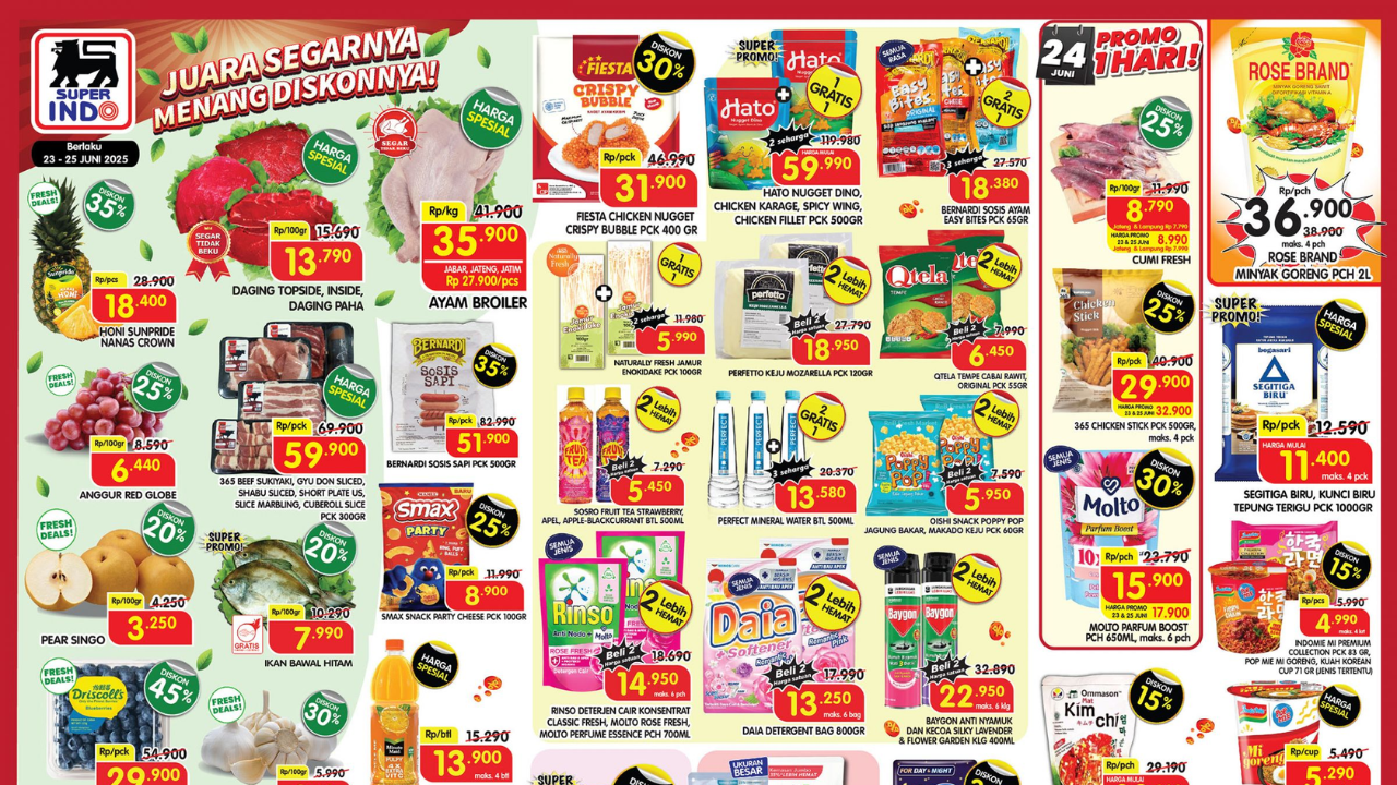 Promo Superindo Weekday Minggu Ini 23-25 Juni 2025, Akhir Bulan Ikan Bawal Rp7 Ribuan