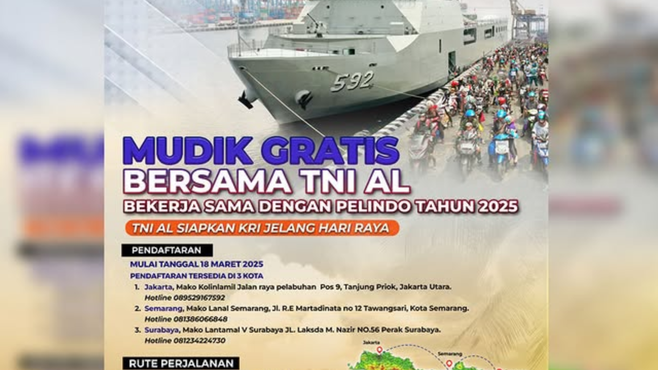 Syarat Daftar Mudik Gratis TNI AL 2025 Naik Kapal Perang, Jangan sampai Kehabisan Tiket!