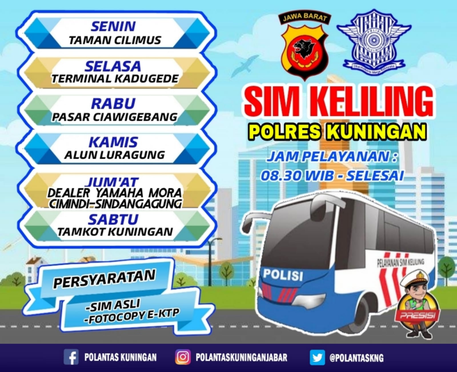 Jadwal SIM Keliling Kabupaten Kuningan Hari Ini 22 Juni 2022