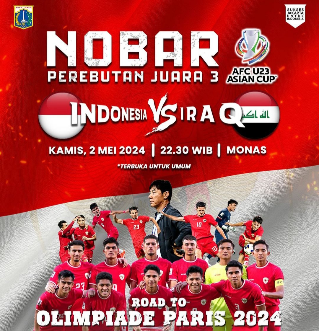 Pemprov DKI Jakarta Kembali Gelar Nobar Piala Asia U-23 di Monas