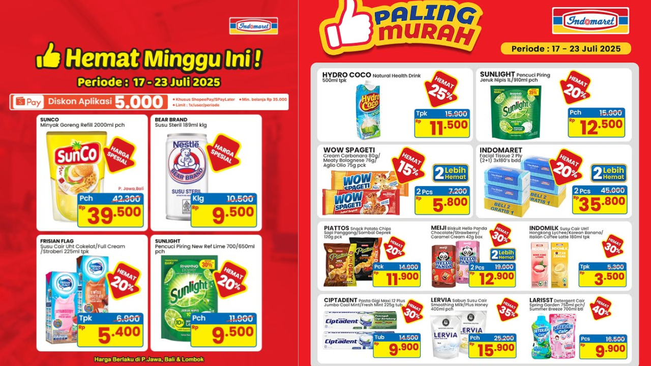 Promo JSM Indomaret Terbaru Hari Ini 20 Juli 2025, Belanja Hemat Minyak Goreng-Susu Mulai Rp5 Ribuan