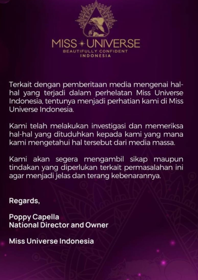 Miss Universe Organization Angkat Bicara Atas Dugaan Pelecehan Seksual 