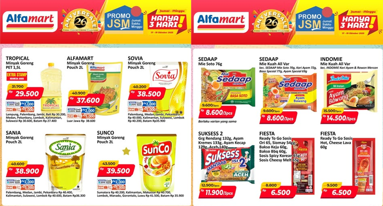 Promo JSM Alfamart Terbaru 17-19 Oktober 2025, Serbu Minyak Goreng Cuma Rp29 Ribuan!