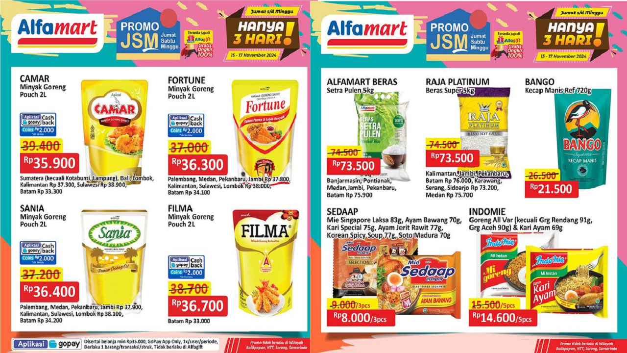 Katalog Promo JSM Alfamart 15-17 November 2024, Diskon Hemat Minyak Goreng Rp35 Ribu