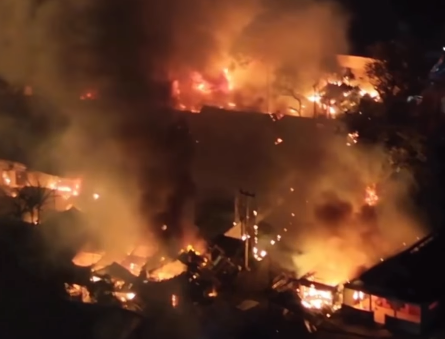 Penampakan Udara dari Lokasi Kebakaran SPBE Cimuning, Perumahan BTR Sempat Mati Listrik