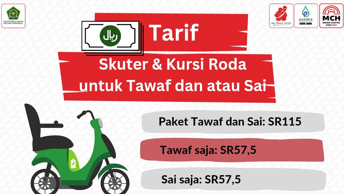 Harga Sewa Skuter dan Kursi Roda Untuk Tawaf dan Sai Jemaah Haji 2023