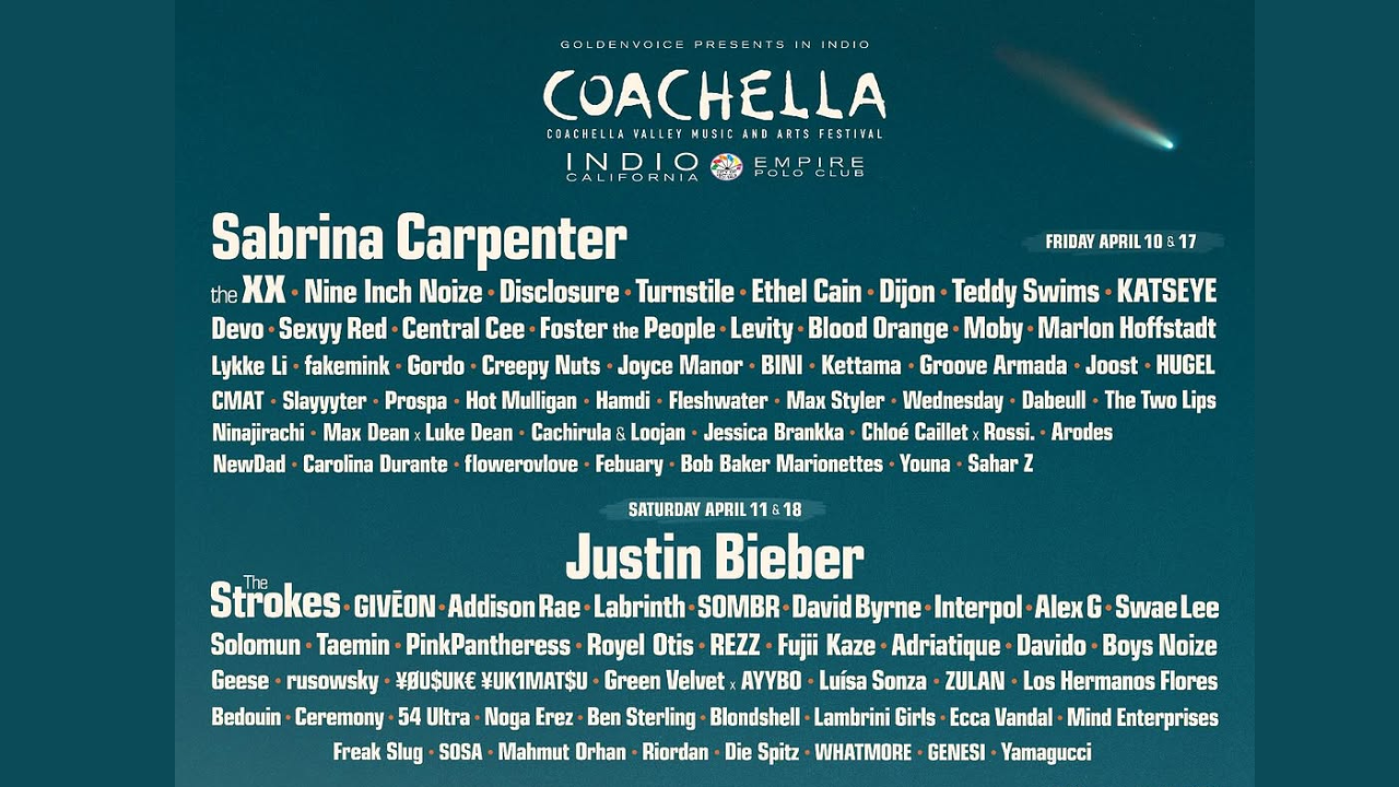 GOKIL! Ini Daftar Line Up Coachella 2026, Justin Bieber hingga Sabrina Carpenter Jadi Headliner