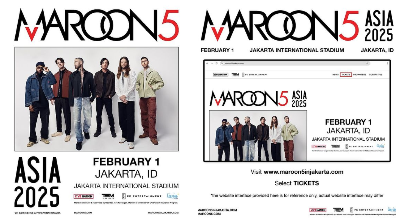 Hari Ini! Link dan Cara Beli Tiket Konser Maroon 5 di Jakarta General On Sale, Mulai Pukul 10.00 WIB