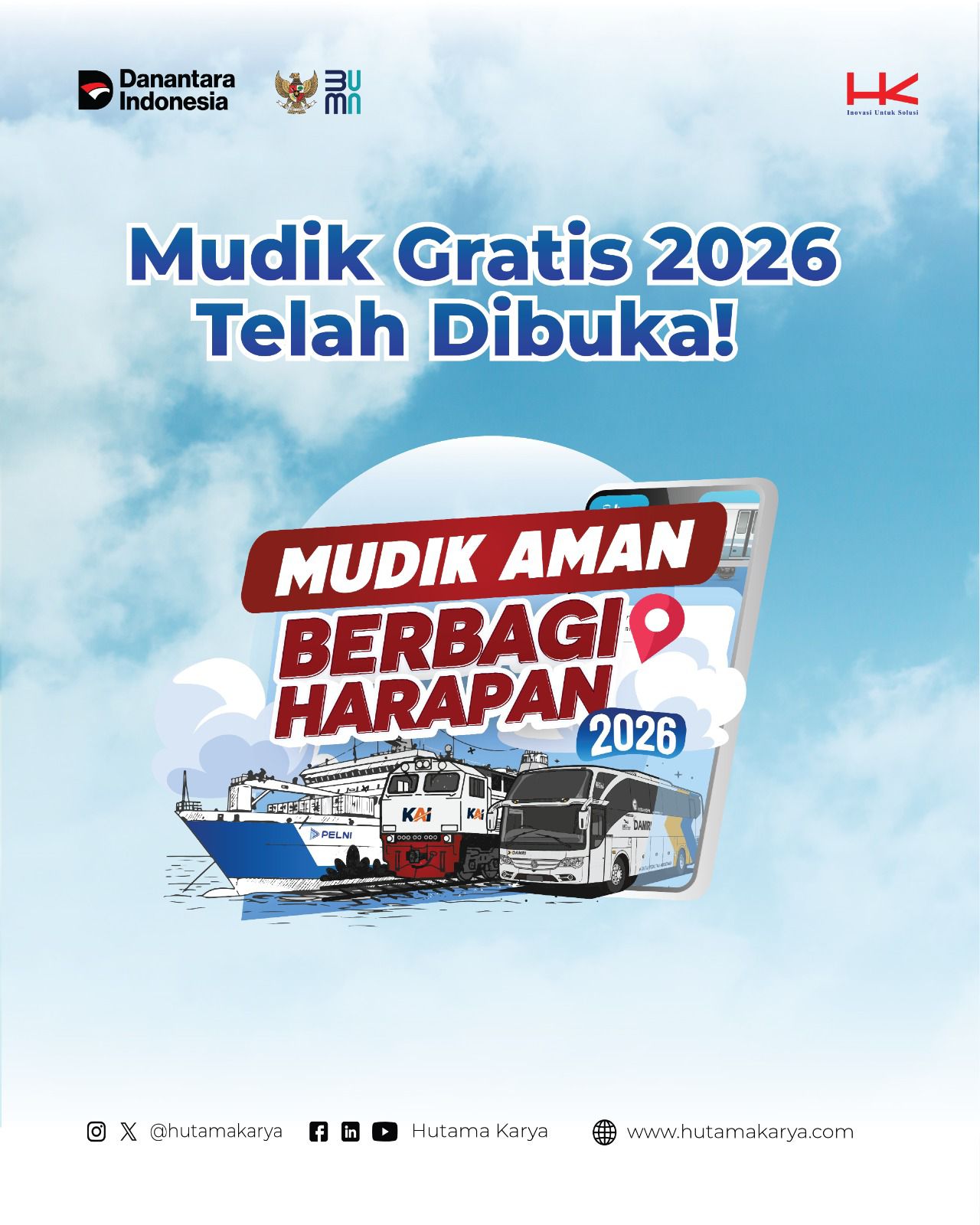 Hutama Karya Gelar Mudik Gratis Bersama BUMN 2026, 17 Armada Bus Rute Trans Jawa dan Trans Sumatra
