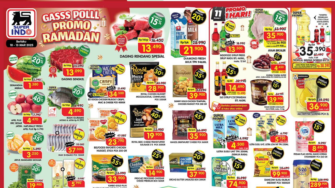 Promo Superindo Weekday Terbaru 10-13 Maret 2025 Edisi Ramadan, Daging Sapi Rp13 Ribuan