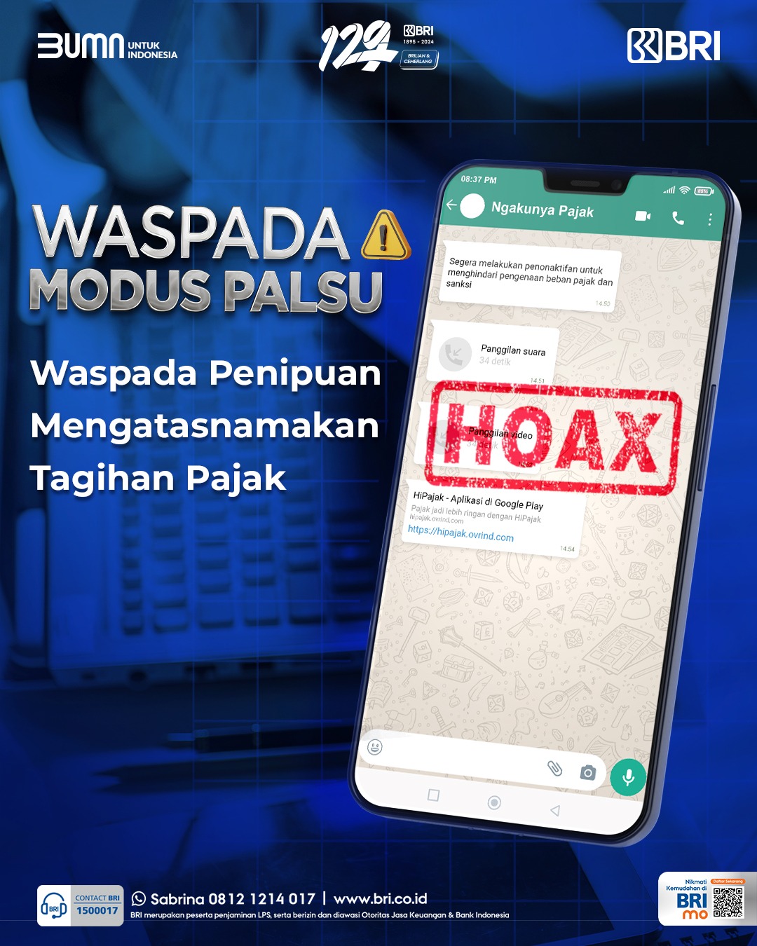 Marak Tagihan Pajak Berekstensi APK, BRI Imbau Tak Terkecoh Modus Penipuan Perbankan