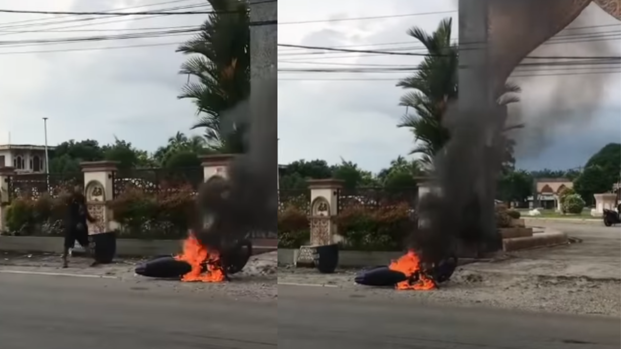 Viral Pengendara di Sumbar Bakar Motornya Sendiri, Panik Ditilang Polisi