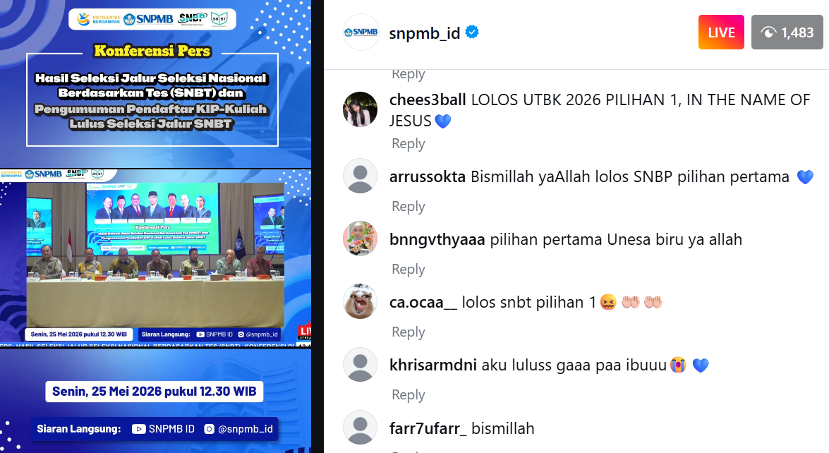 Pengumuman SNBT 2026 Hari Ini Pukul 15.00, Medsos SNPMB Banjir Doa dan Love Biru