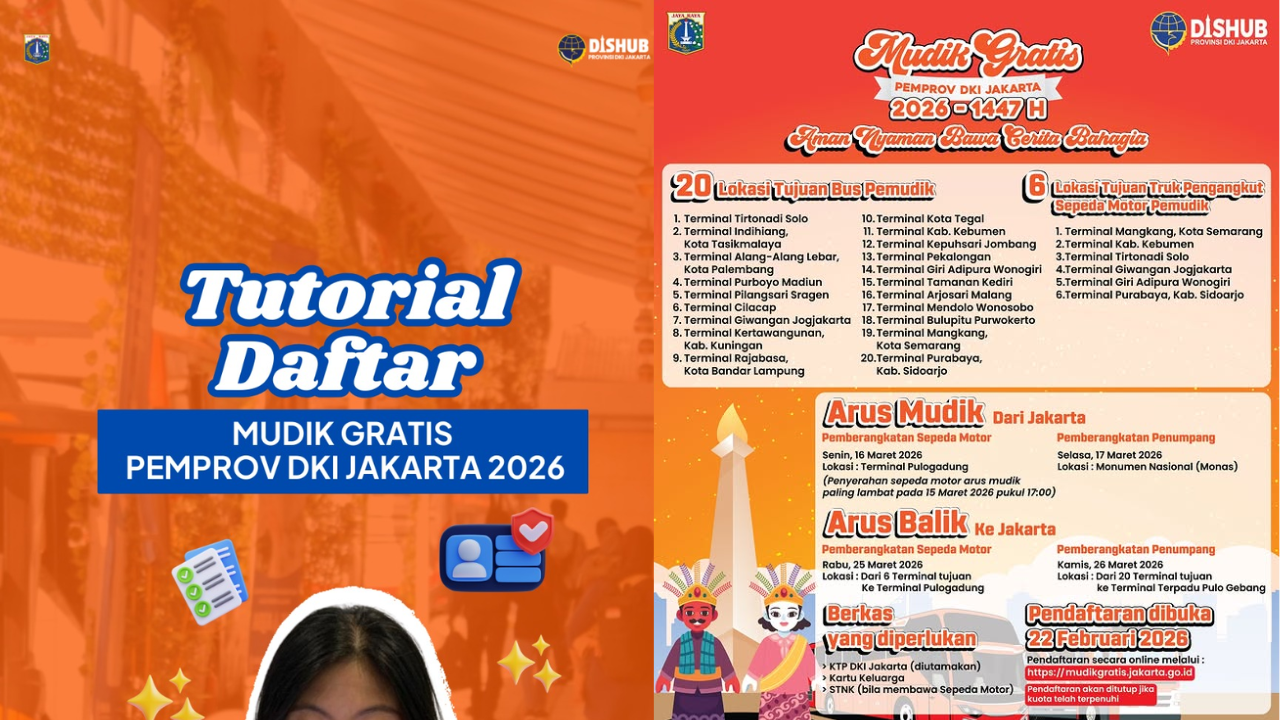 Link dan Cara Daftar Mudik Gratis Pemprov DKI Jakarta 2026, Dibuka Hari Ini untuk 20 Rute Tujuan
