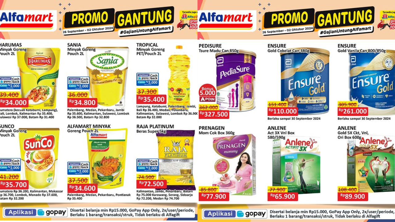 Katalog Promo Alfamart Hari Ini 29 September 2024, Minyak Mulai Rp30 Ribuan