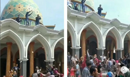 Viral Pedagang Pecel Lele 'Sultan Lamongan' Sawer Duit dari Atas Masjid, Aksinya Bikin Geger Warga Desa